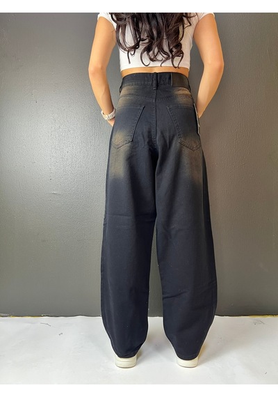 St.poll Vintage Eskitme Unisex Baggy Jean Pantolon Kahverengi
