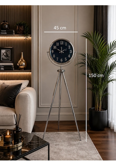 Krom Royal Aynalı Tripod 150 X 45 Cm Ayaklı Saat Diğer