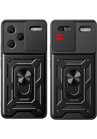 Xiaomi Redmi Note 13 Pro Plus 5g Kılıf Magnetik Standlı Kamera Korumalı Zore Sürgülü Vega Kapak Mavi