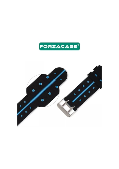 Forzacase 16mm Akıllı Çocuk Saatleri İle Uyumlu Çift Renk Şık Silikon Kordon Kayış - Fc889 Mavi