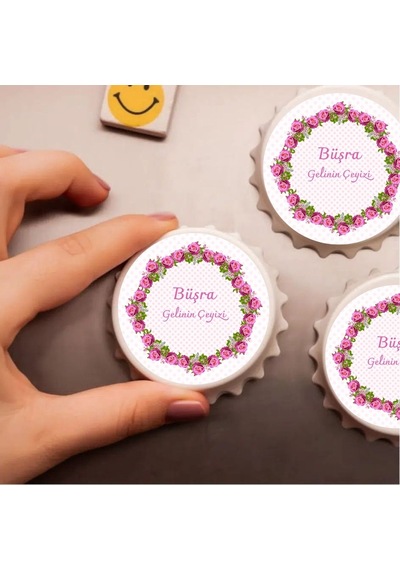 Kişiye Özel Gelin Çeyizi Çiçekli Magnet - 10 Adet Set