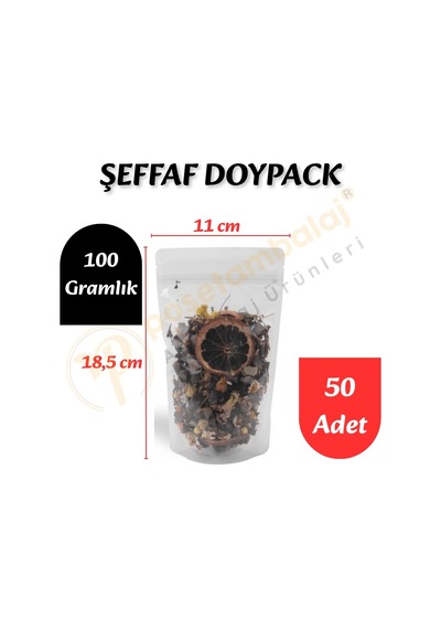 Şeffaf Doypack 11x18,5x7 Cm 50 Adet