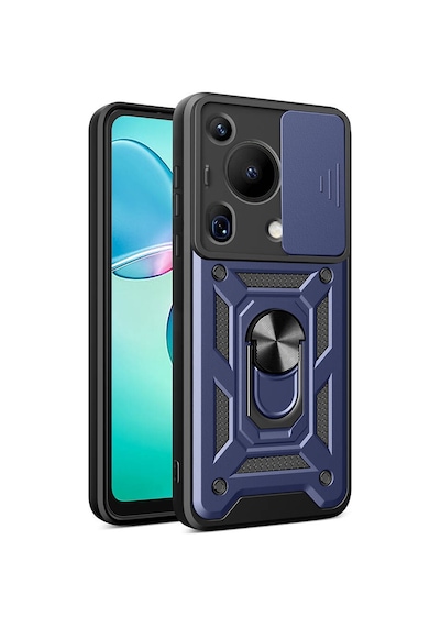 Zore Huawei Pura 70 Ultra Kılıf Magnetik Standlı Kamera Korumalı Ogaa Sürgülü Vega Kapak - Mavi