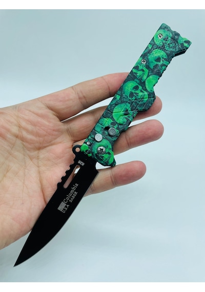 Columbia Marka Kurukafa Metal Kamp Bıçak Yeşil Kamp Çakı //21cm-826 Yeşil