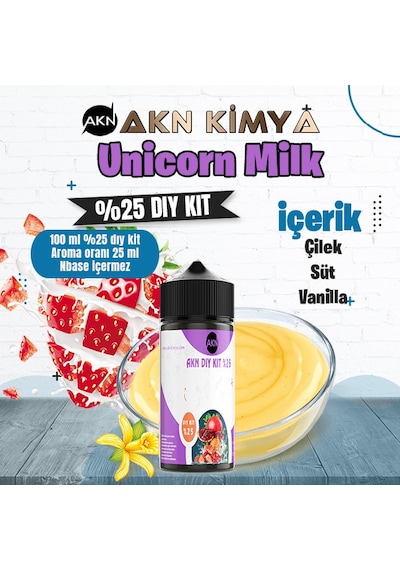 Unicorn Milk Cutwood Yoğun Dıy Kit Çilek Süt Vanilya Gıda Aroması %25 Oranda Aroma İçerir Hazır Değildir 100 Ml