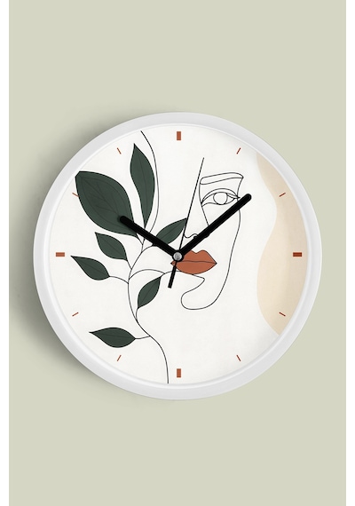 Minimalist Çizgi Sanatı Kadın Figürü Modern Duvar Saati - 35cm - Önü Camlı Beyaz Kasa-jh0690 Beyaz