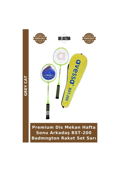 Premium Dis Mekan Hafta Sonu Arkadaş Bst-200 Badmngton Raket Set Sarı