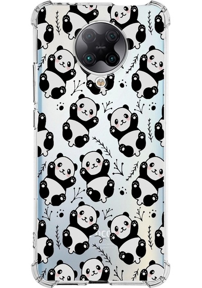 Xiaomi Poco F2 Pro Köşe Korumalı Antişok Kapak Panda Tasarımlı Şeffaf Silikon Kılıf
