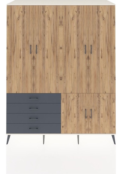 Kronos Gardrop 7 Raflı 4 Çekmeceli Tek Askılı 176x59x221 Aytaşı-çam/antrasit Çam/antrasit Kronos Gardrop 7 Raflı 4 Çekmeceli Tek Askılı 176x59x221 Aytaşı-çam/antrasit Çam/antrasit