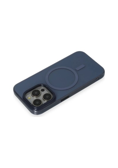 Apple iPhone Uyumlu  15 Pro Uyumlu Kılıf Anka Pc Magneticsafe Sert Metal Kapak - Lacivert