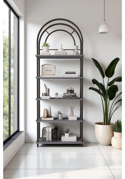 Çevir Kur Antrasit Bohem Kitaplık Çok Amaçlı, 5 Raflı, Dekoratif Dolap 199x71x29 Cm Antrasit Çevir Kur Antrasit Bohem Kitaplık Çok Amaçlı, 5 Raflı, Dekoratif Dolap 199x71x29 Cm Antrasit