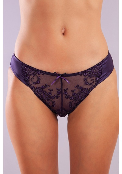 Etiler Collection Golshan Giselle Mini Slip, Kadın Güpürlü Saten Mor Külot Çok Renkli