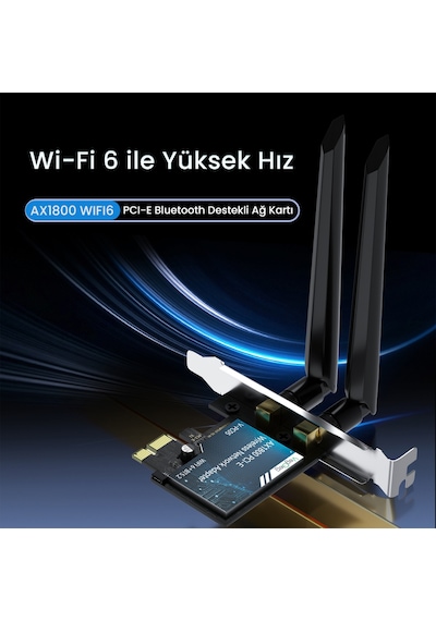 Veggieg Ax1800 Wi-fi 6 Alıcı Ve Bluetooth 5.2 Adaptör 5db Dual Anten Pcıe Wifi Ağ Kartı