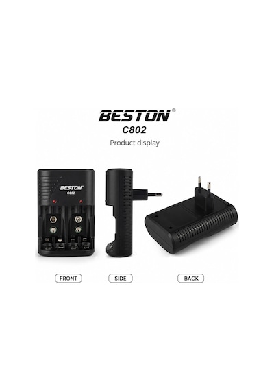 Aa Aaa 9v Pil Şarj Cihazı Ni-mh Ni-cd Uyumlu Akıllı Şarj Özellikli Led Göstergeli Aşırı Charge Korumalı 2 Li 4 Lü Pil Charge Adaptörü Beston C802