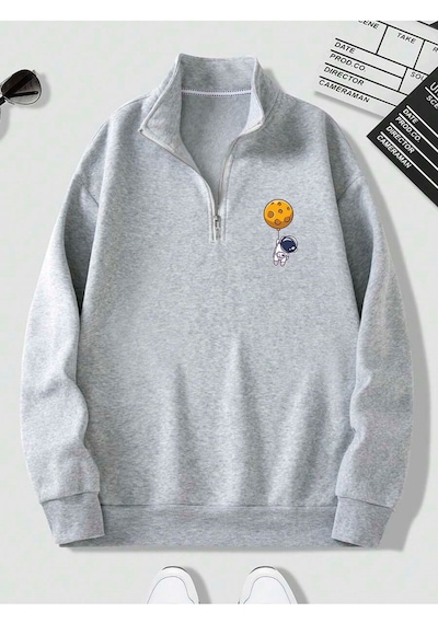 Harmandar Gri Erkek Uçan Astronot Baskılı Dik Yaka Yarım Fermuarlı Kazak Sweatshirt Ucanastrogridikyaka Harmandar Gri Erkek Uçan Astronot Baskılı Dik Yaka Yarım Fermuarlı Kazak Sweatshirt Ucanastrogridikyaka