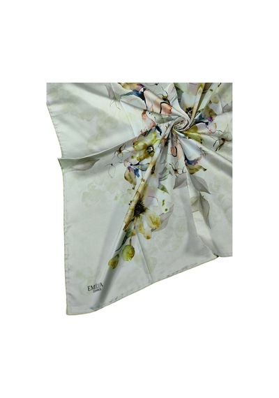 Mim Eşarp Emilya Rayon Çiçek Desenli Eşarp 90x90 Cm Açık Krem - Somon