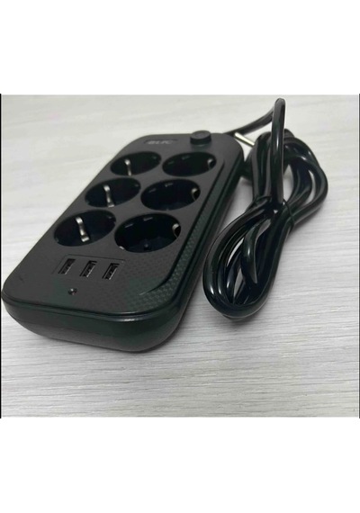 Blic Ftr-11 Termal Akım Korumalı 6 Priz 3 Usb Girişli 2 Metre Uzatma Kablolu Priz 0.2 M