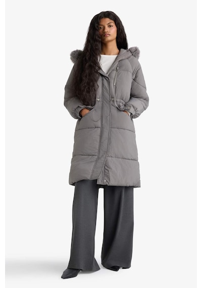 Defacto Su Geçirmez Regular Fit Kapüşonlu Fermuarlı Parka F2965ax25wngr490 Gri-gr490