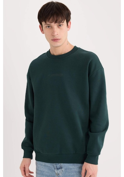 DeFacto Boxy Fit Bisiklet Yaka Baskılı Sweatshirt X8282AZ24AUGN919 Yeşil