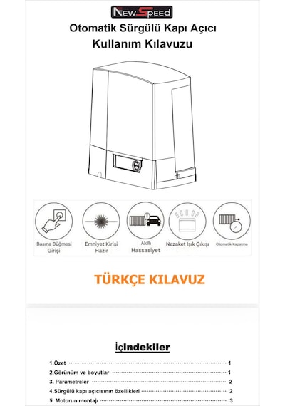 New Speed. Smart. Akıllı. Kayar Kapı Motoru 1000 Kg. Ana Kart Korumalı. Tam Takım. Wifi