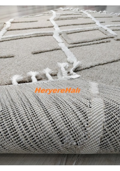 Hav Toz Vermez Yumuşak Dokulu Etnik Örgü Desenli İskindinav Halı