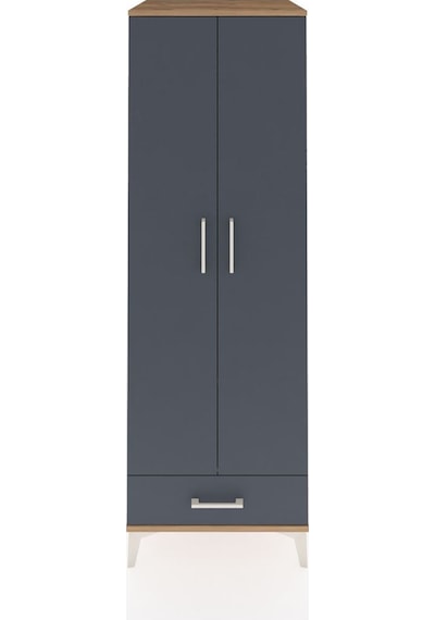 Kronos Dolap 2 Raflı Tek Çekmeceli Tek Askılı 60x59x182 Çam-antrasit Atlas Çam