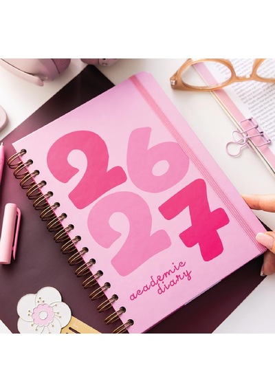 2026-2027 A5 Spiralli Akademik Haftalık Ajanda 16 Aylık - Baby Pink Çok Renkli