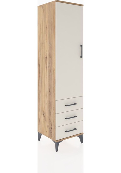 Hyperion Dolap Tek Raflı 3 Çekmeceli Tek Askılı 44x44x182 Çam-aytaşı Atlas Çam
