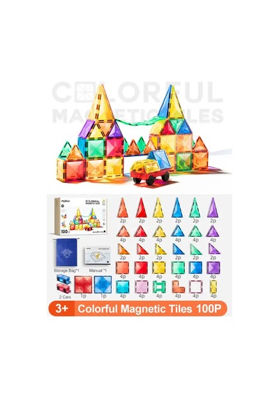 Mideer Renkli Magnetic Tiles 100 Parça Ct1211