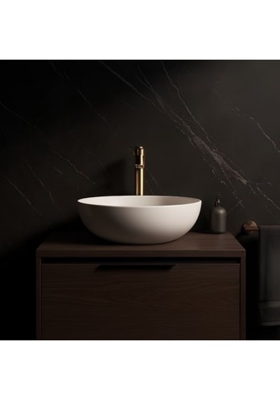 Oval Beyaz Deliksiz Lavabo 42 Cm, Modern Ve Şık Tasarım 508 Yeşil