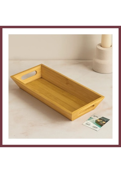 Storeşahin Bambu Sunum Tepsisi 16x35x4.5 Cm Çift Kulplu Shn0720