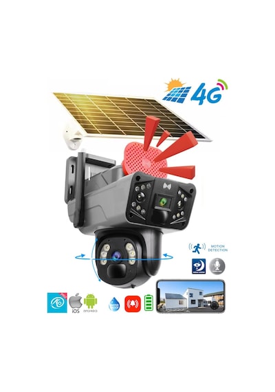 O-kam Sim Kartla Çalışan Yeni Kasa O-kam 3915 4g 6mp Ptz Dual Lens Güneş Panelli Solar Panaromik Kamera