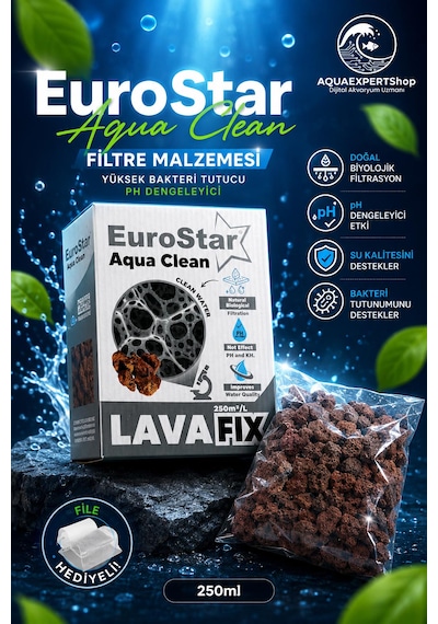 Eurostar Aqua Clean - Akvaryum Filtre Malzemesi - Yükse Bakteri Tutucu - File Hediyeli - Ph Dengeleyici - 500 Ml