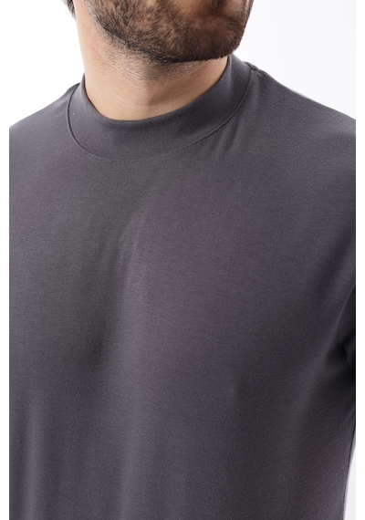 Madmext Füme Bisiklet Yaka Basic Erkek T-shirt E7113 Füme