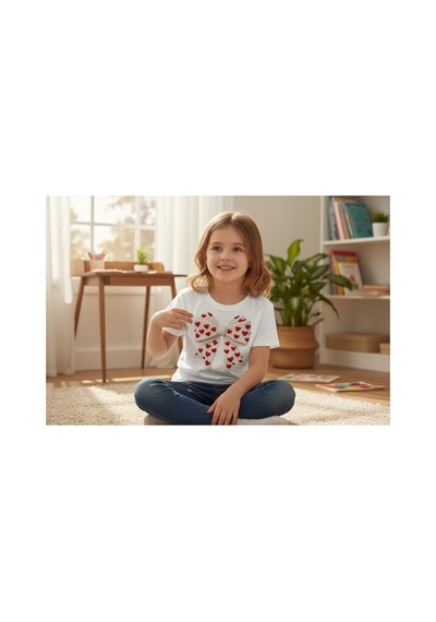 Urbantrendstore Kurdela Unisex Kız Çocuk Bisiklet Yuvarlak Yaka Basic Kısa Kollu %100 Pamuk Tişört Beyaz