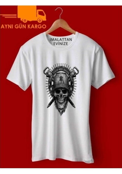 Camiseta Skull Terör Tasarım Baskılı Tişört Tshirt