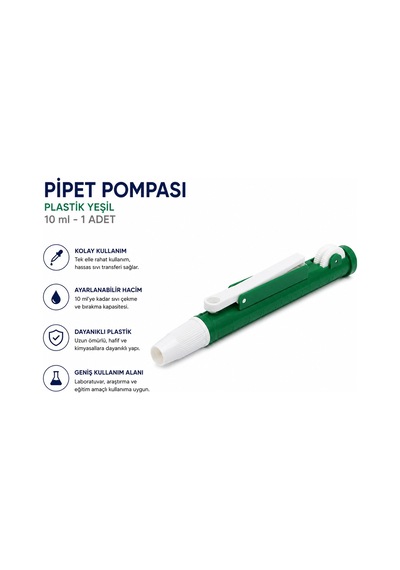 Pipet Pompası Plastik Yeşil 10ml - 1 Adet