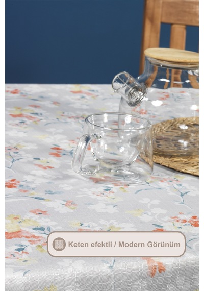 Elart Floret Masa Örtüsü Digital Baskılı 160x220 Cm Ekru Ekru