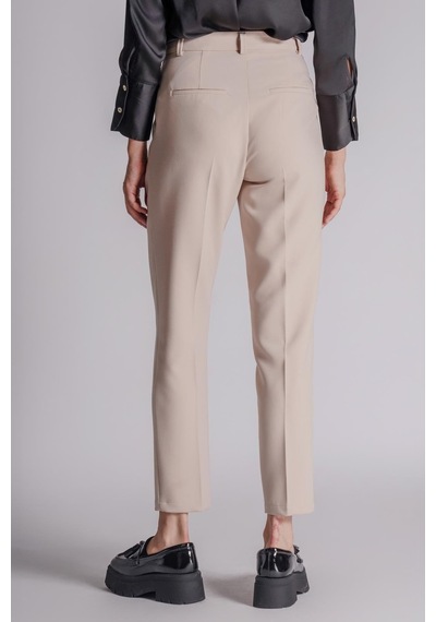 Braccas Kadın Yandan Cepli Arka Cep Fleto Beli Lastikli Ve Pilili Slim Fit Pantolon Taş Taş