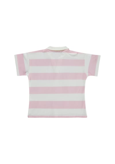 Civil Girls Çizgili Polo Yaka 6-9 Yaş Tişört - Pudra