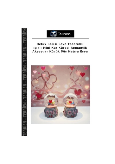 Delux Serisi Love Tasarımlı Işıklı Mini Kar Küresi Romantik Aksesuar Küçük Süs Hatıra Eşya