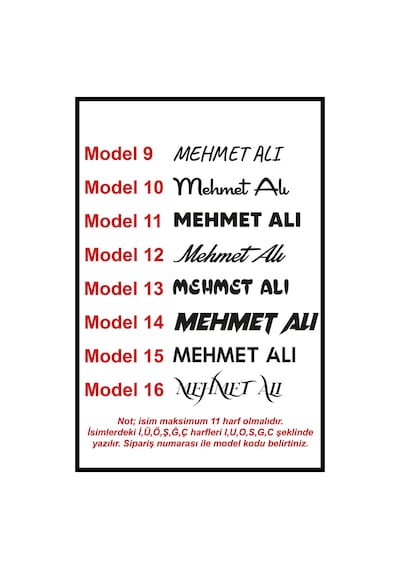 İsim Yazı Oto Sticker 20 4 Cm3647