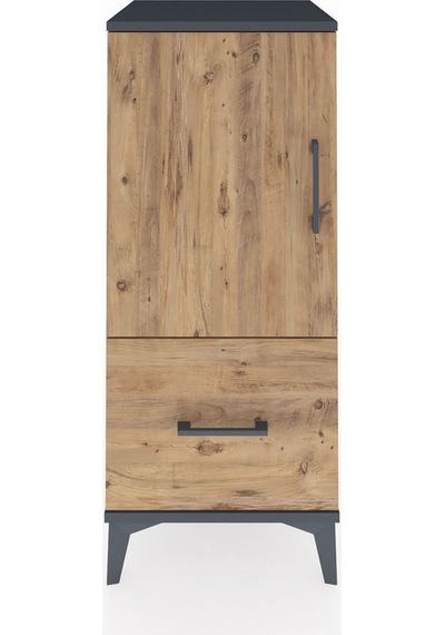 Hyperion Komodin 2 Raflı Tek Çekmeceli Tek Kapaklı 44x44x106 Antrasit-çam Antrasit