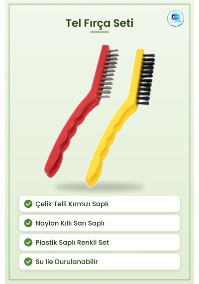 Tel Fırça Seti Çelik Telli Naylon Kıllı Temizlik Fırçası Kir Temi