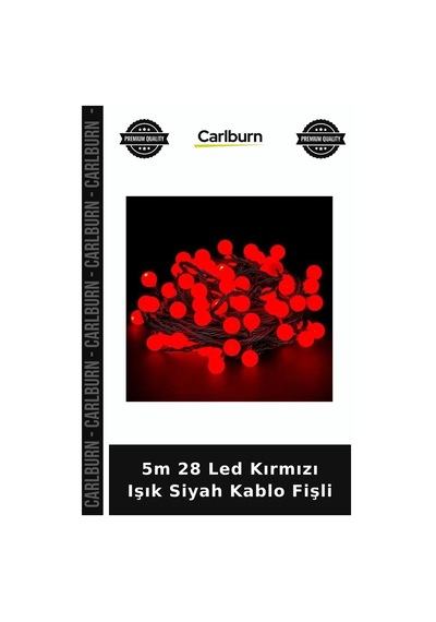 Özel Üretim Dekoratif Yılbaşı Parti Aydınlatma Süs Oda 5m 28 Led Kırmızı Işık Siyah Kablo Fişli
