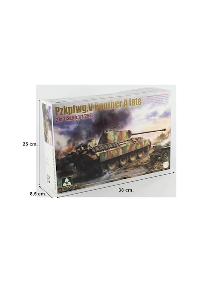 Takom 2176, 1/35 Pzkpfwg.v Panther A Orta Sınıf Geç Dönem Tankı 2 İn 1 Sd.kfz.171/268 Plastik Maketi
