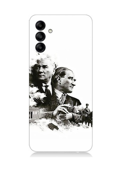 Samsung Galaxy A25 Uyumlu Siyah Beyaz Mustafa Kemal Atatürk Desenli Silikon Kılıf
