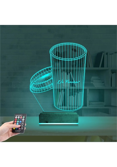 Luvivia Kahve Kişiye Özel 3d Lamba - Masa Gece Lambası Şeffaf