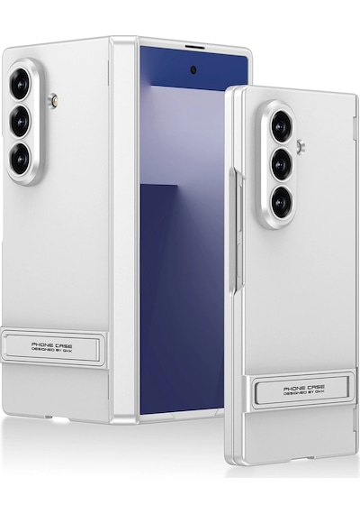 Samsung Uyumlu Galaxy Z Fold 7 Kılıf Zore Kıpta Standlı Kapak Gümüş