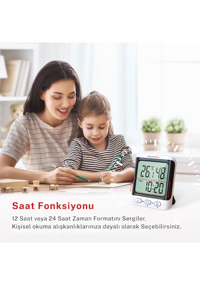 Thermopro Tp152 8,5" Lcd Ekranlı İç Mekan Dijital Sıcaklık Ve Nem Ölçer Termometre